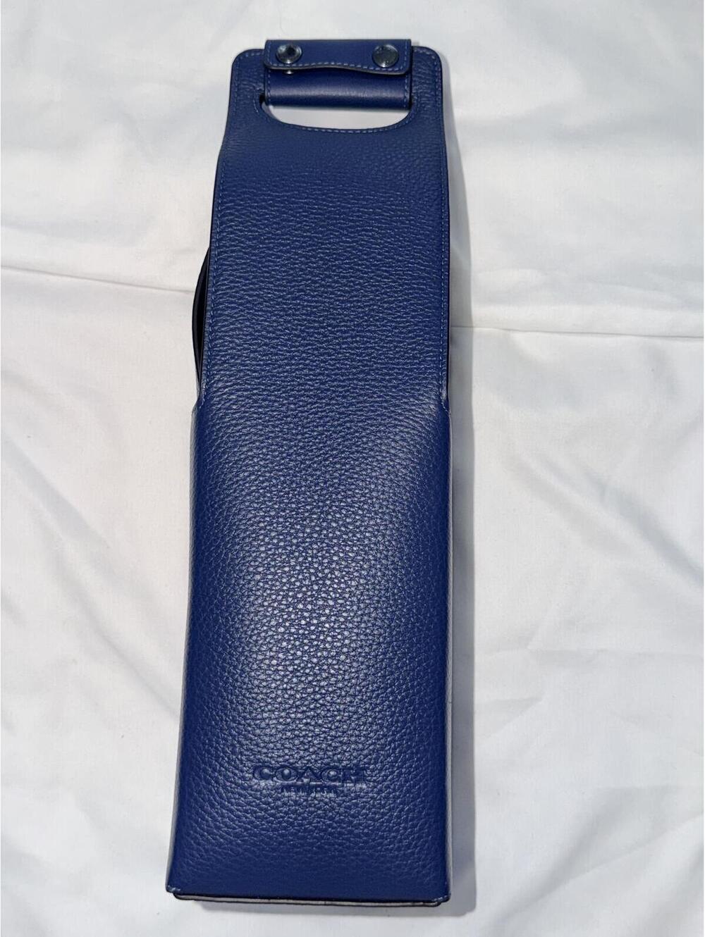 Coach Wine Carrier in Blue Pebbled Leather